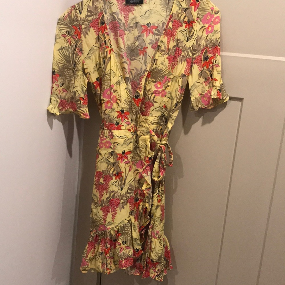Zara floral wrap-around dress